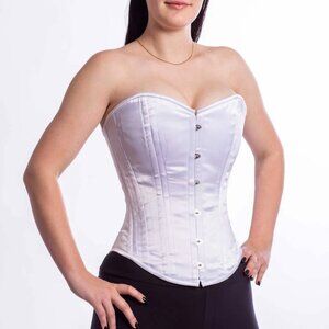 White Satin Double-Boned Overbust Corset